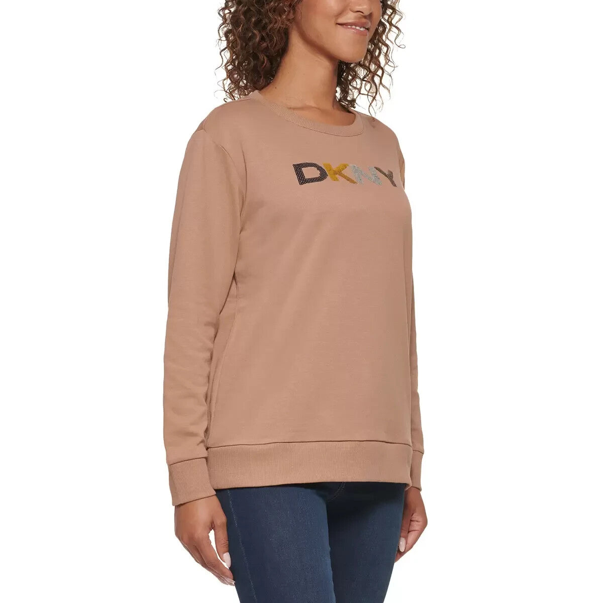 DKNY Women's Sequin Sweatshirt in Mocha Size L