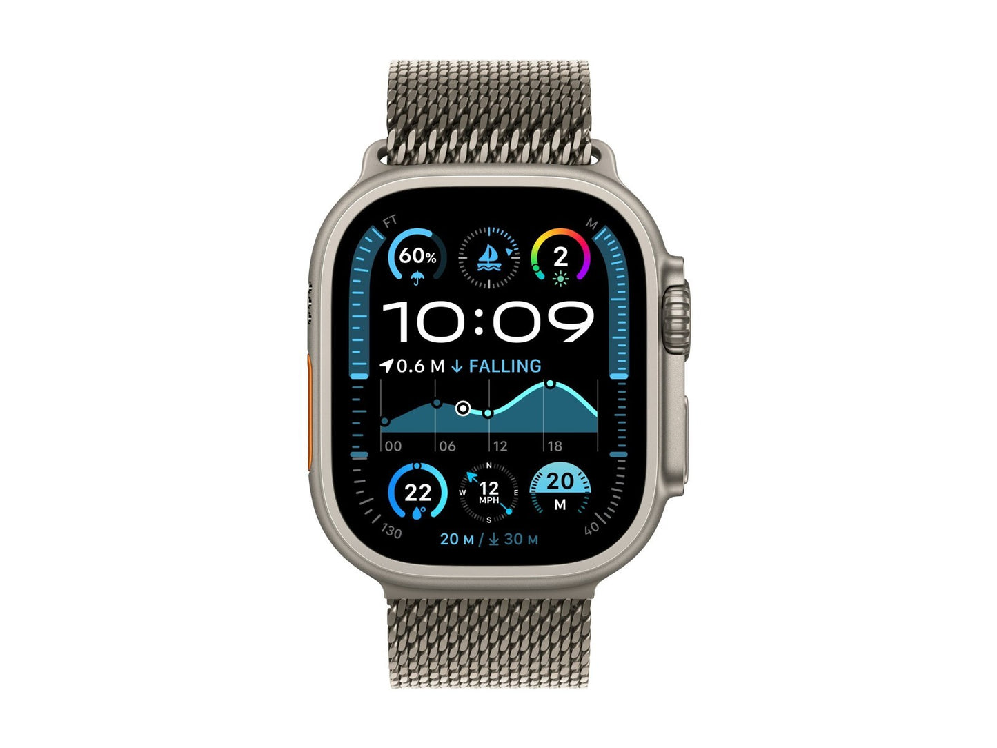 Apple Watch Ultra 2 GPS + Cellular 49mm Natural Titanium Milanese Loop -Small