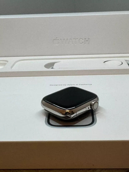 Apple Watch Series 8 GPS + Cellular, 41mm Silver Stainless Steel Case with White