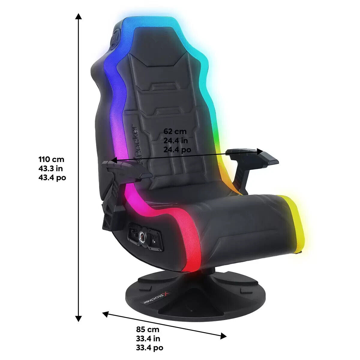 NEW X Rocker Aurora 2.1 Wireless RGB Gaming Chair with LED Lights Xrocker