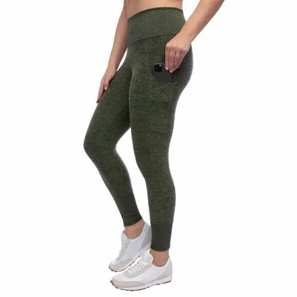 Kirkland Signature Ladies Brushed Capri Legging in Kelp Green S M L XL