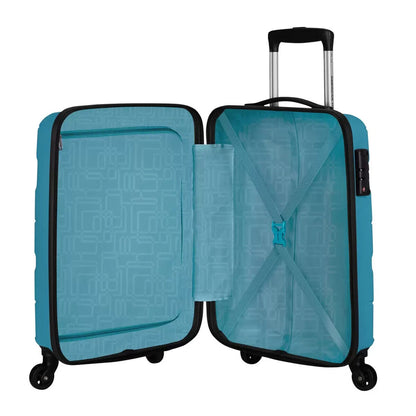 American Tourister Jet Driver 55cm Carry On Hardside Spinner Case in Light Blue