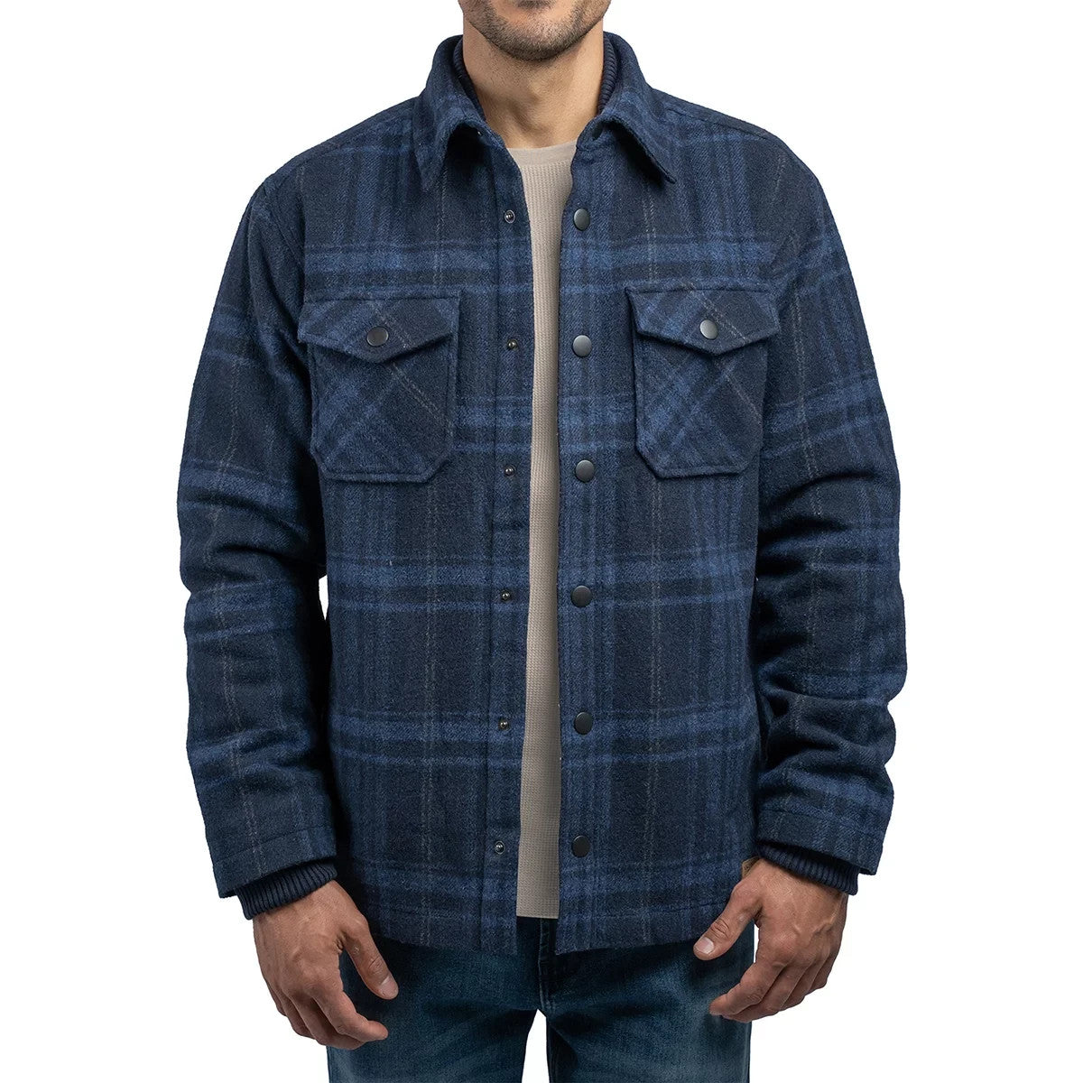 Jachs Men's Wool Blend Shacket in Navy, Medium
