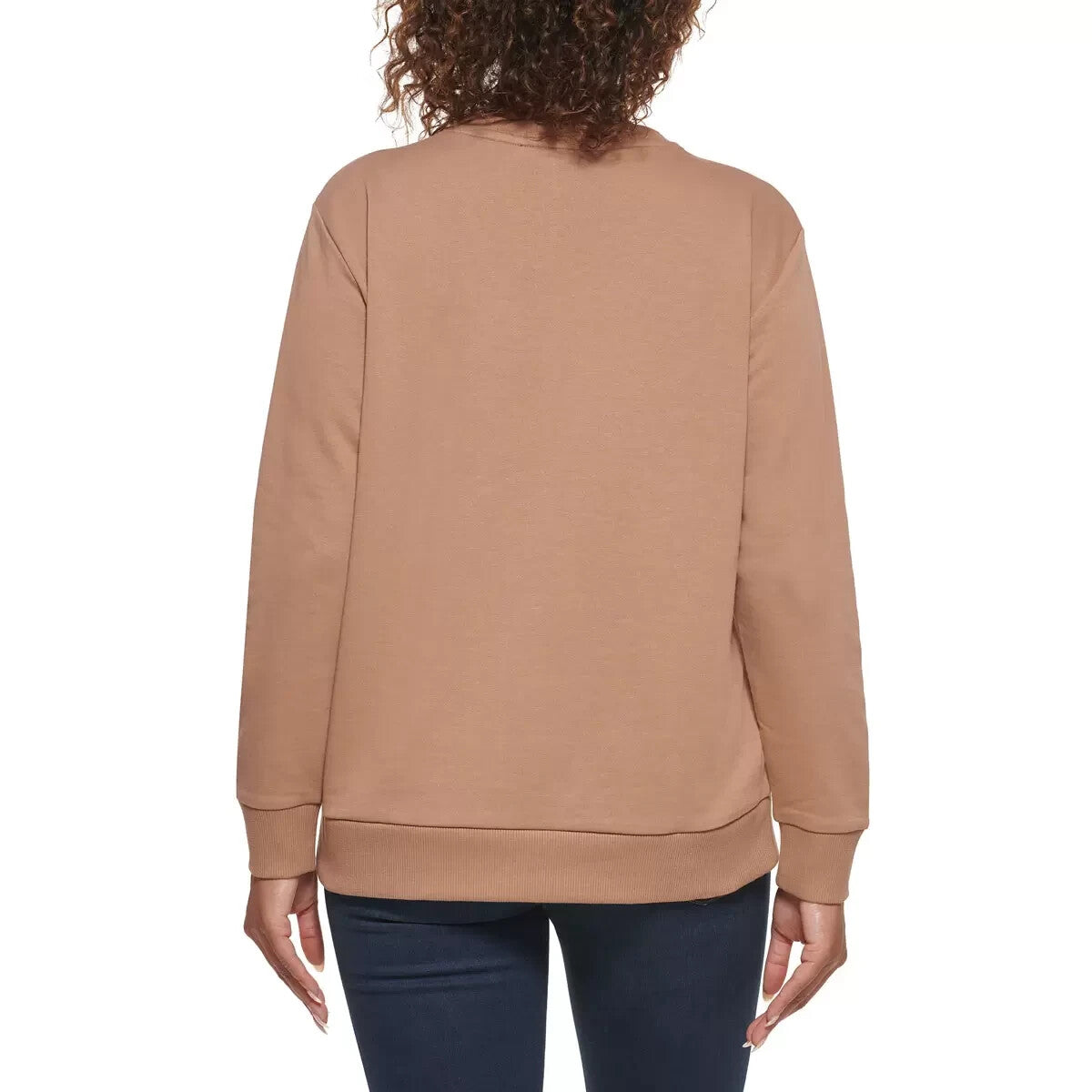 DKNY Women's Sequin Sweatshirt in Mocha Size L