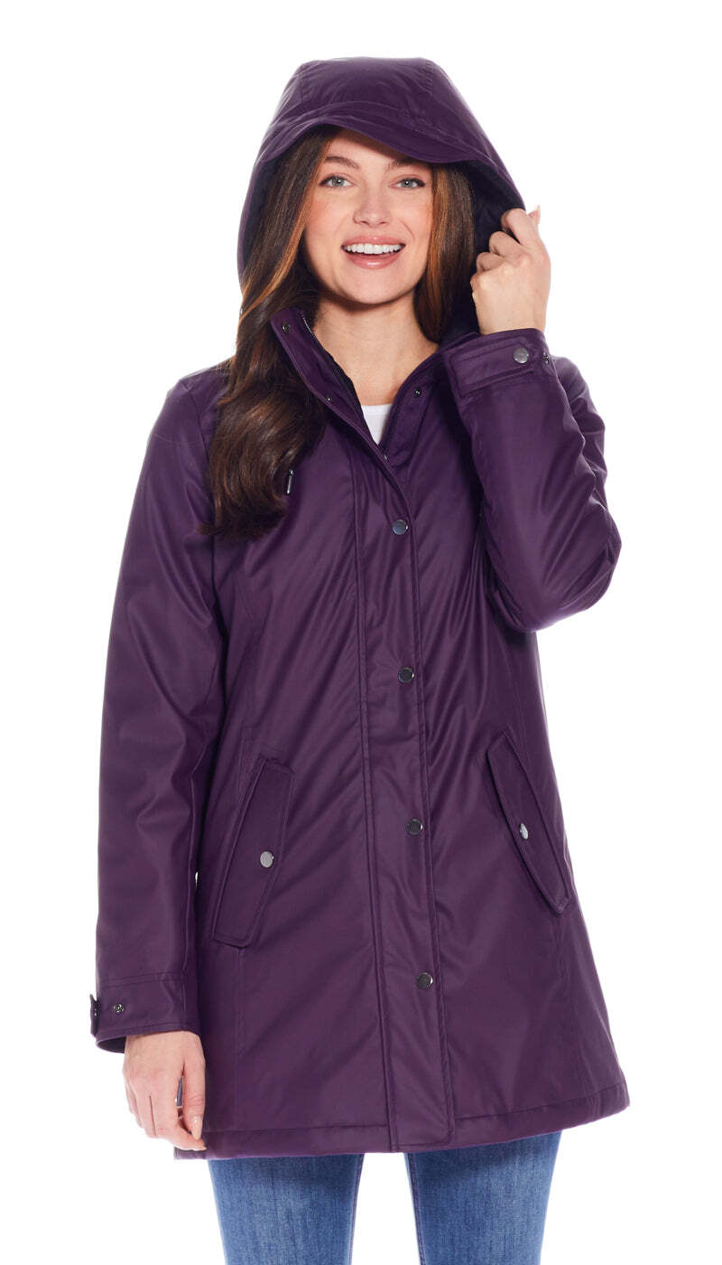 Weatherproof Ladies Slicker Jacket in Dark Plum