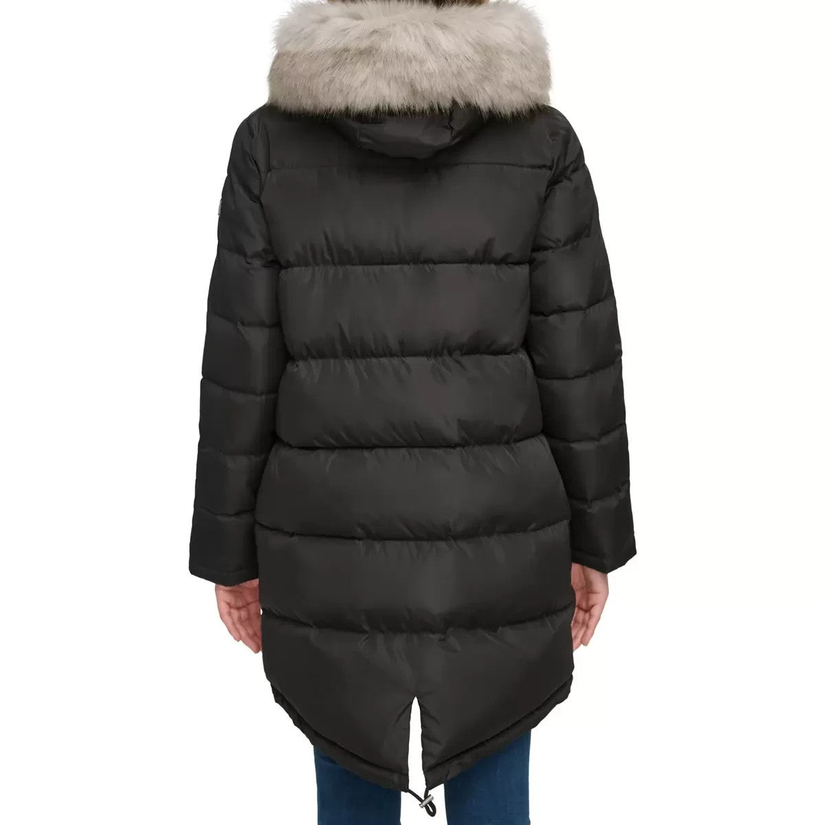 DKNY Ladies Long Coat in Black, Small