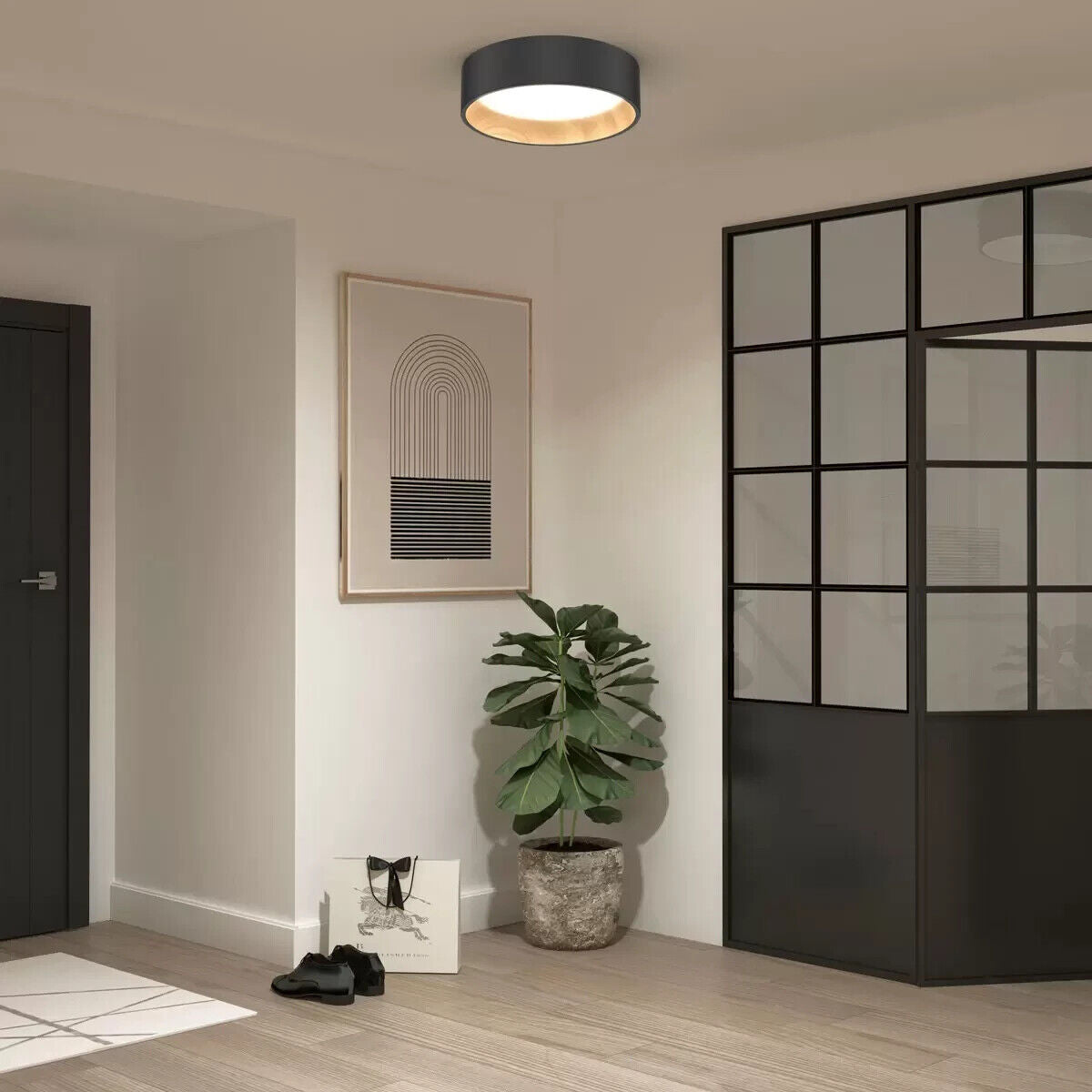 Artika Alton LED Flushmount 3CCT Light ceiling fitting dimmable matte black