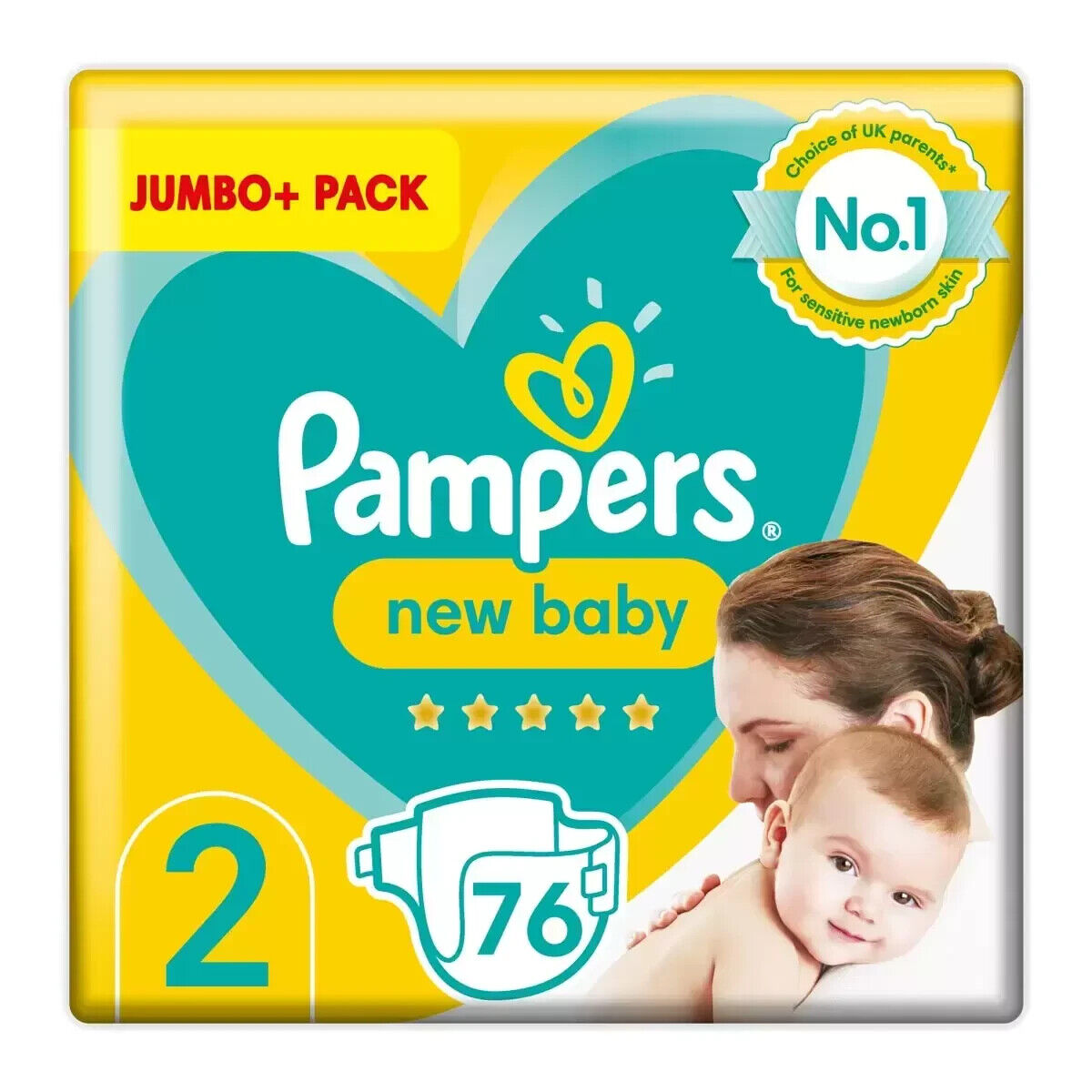 NEW SEALED Pampers New Baby Nappies Size 2, Jumbo+ 76 Packs