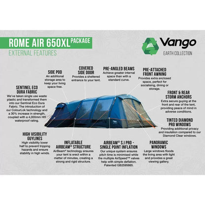 NEW Vango Rome II Air 650 XL Tent Package, 6 Person