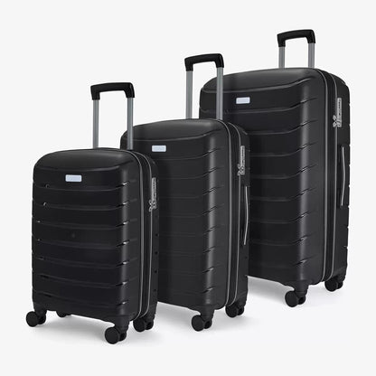 NEW Rock Prime 3 Piece Hardside Luggage Set in Black