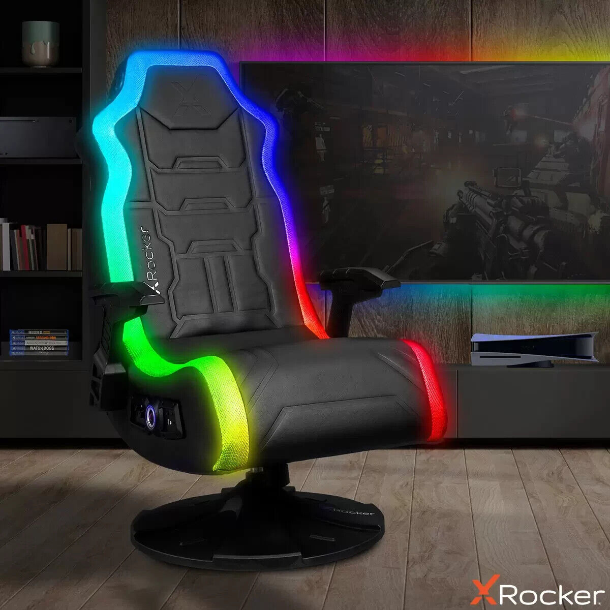 NEW X Rocker Aurora 2.1 Wireless RGB Gaming Chair with LED Lights Xrocker