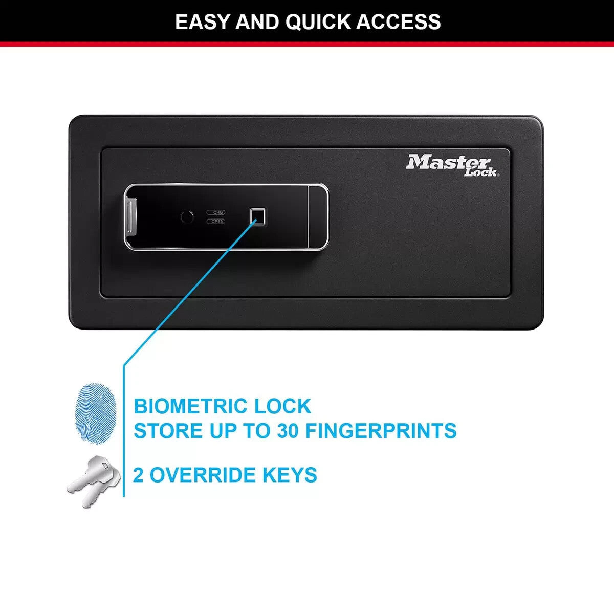Masterlock 25.4 Litre LX110BEURHRO Biometric Security Safe- 19.2 x 42.7 x 31 cm