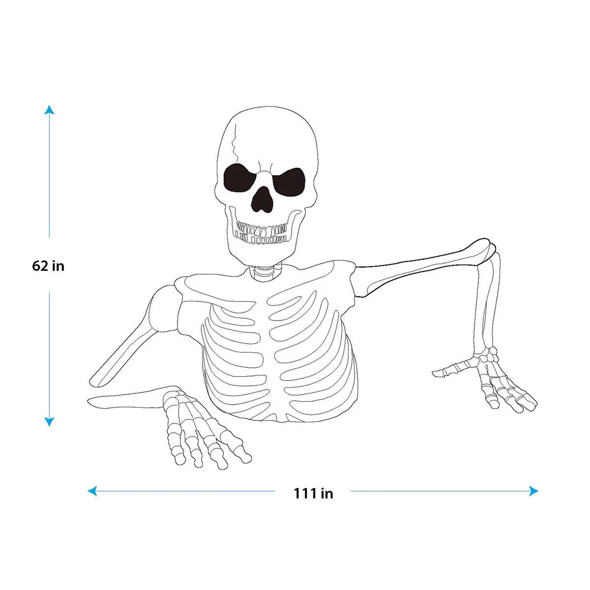 Halloween 5ft (1.6m) Giant Ground Breaking Skeleton with Lights & Sounds NEW
