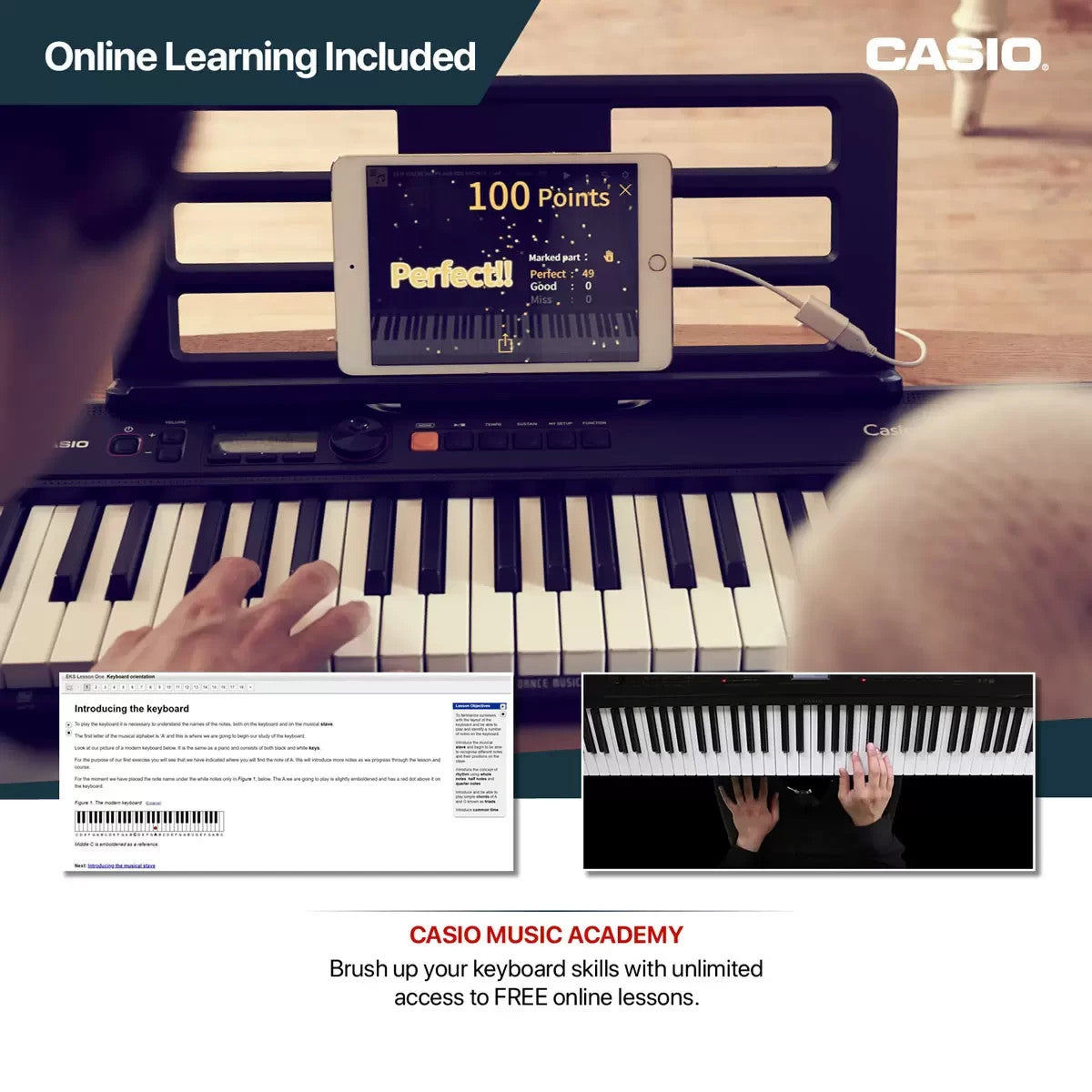 Casio Portable CT-S195AD Keyboard in Black with Stand Headphone & Adapter
