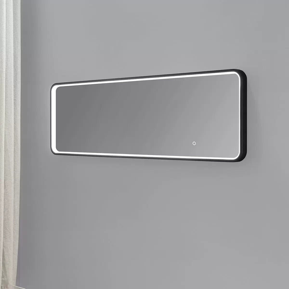 OVE Decors Lyon LED Leaner Mirror Matte Black Finish 51 x 152 cm freestanding