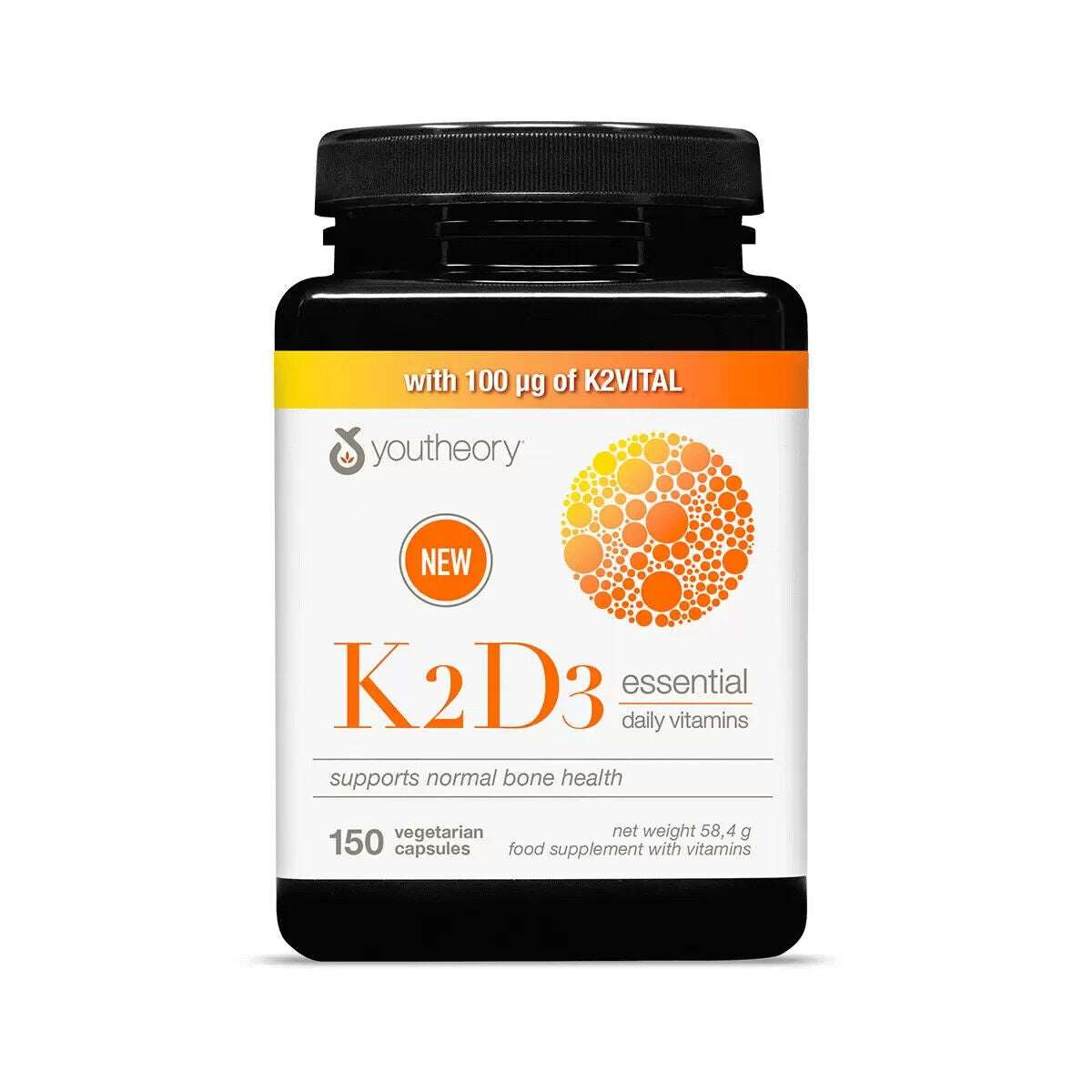 Youtheory K2 D3 4000IU Supports Cardiovascular Function & Bone Heal 150 Count