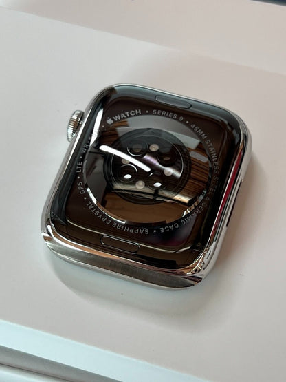 APPLE Watch Series 9 Cellular 45 mm Silver Stainless Steel Case with Storm Blue