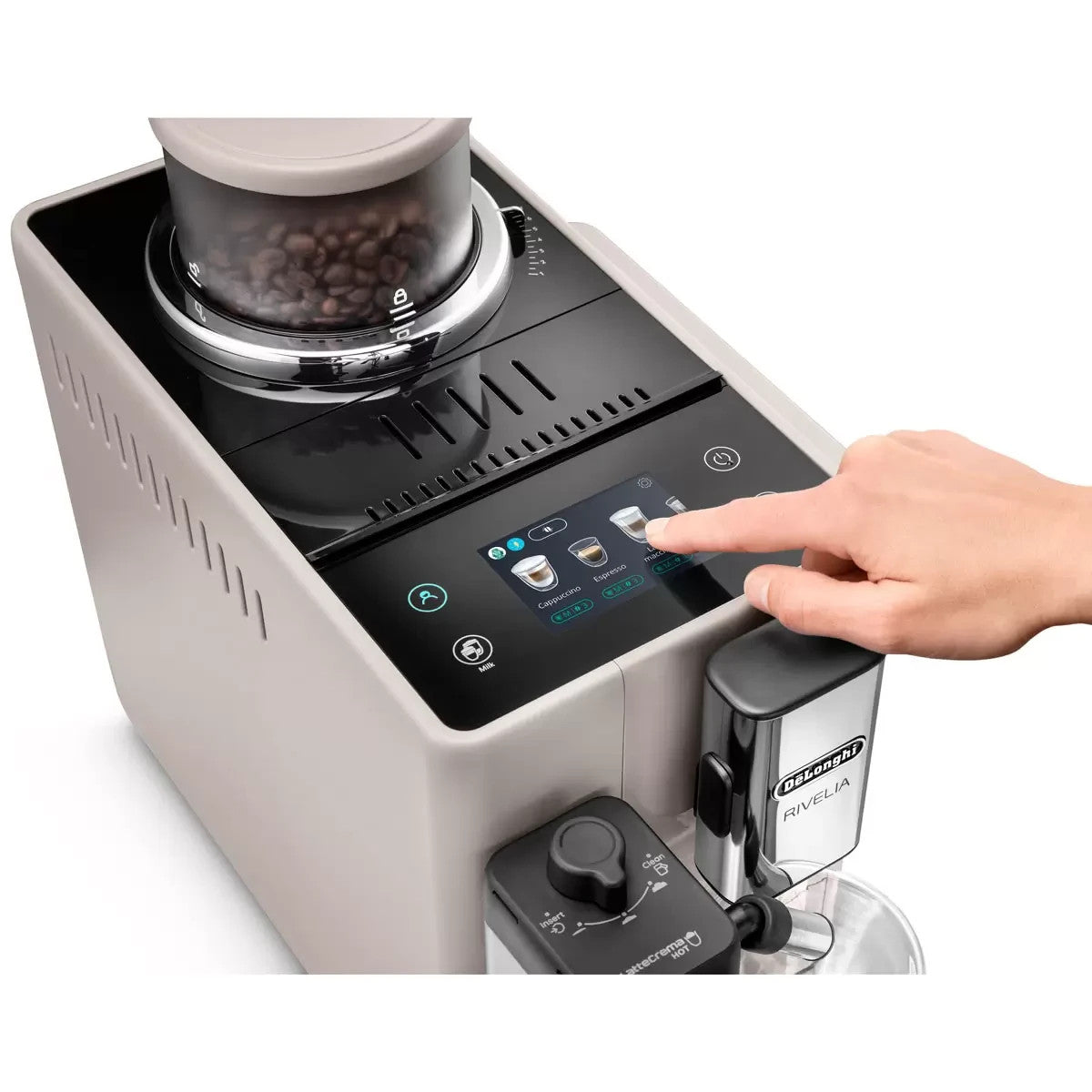 DeLonghi Rivelia Coffee Machine Bean-to-Cup in Beige EXAM450.55.BG De’longhi