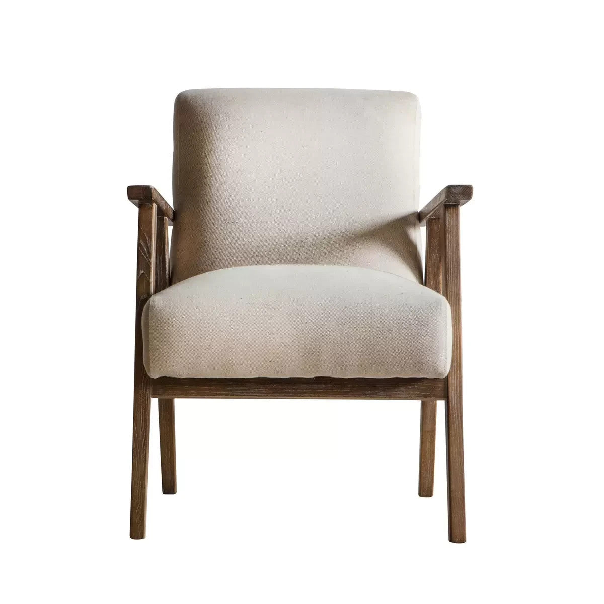 Gallery Neyland Natural Linen Armchair Chair Solid Wood New