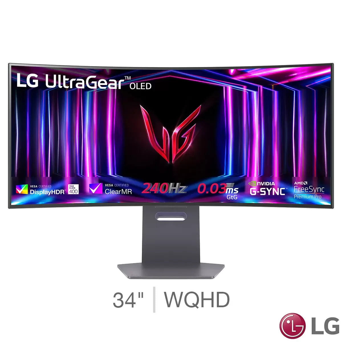LG Gaming Monitor 34 Inch UltraGear WQHD 240Hz OLED , 34GS95QE-B Black VAT