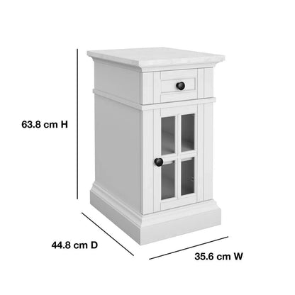 Tresanti Kerrigan Marble Top Chairside Table Side Table Cabinet in White