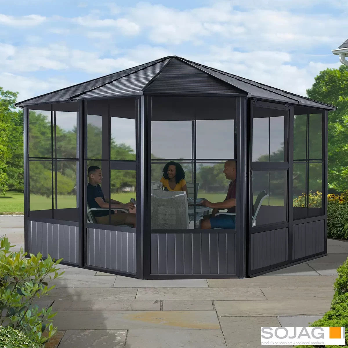 Sojag Charleston 12ft x 12ft (3.67 x 3.67m) Aluminium Frame Solarium Netting PCV