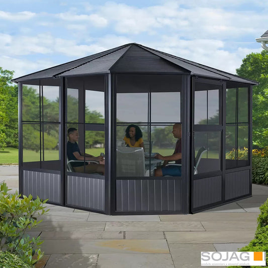 Sojag Charleston 12ft x 12ft (3.67 x 3.67m) Aluminium Frame Solarium Netting PCV