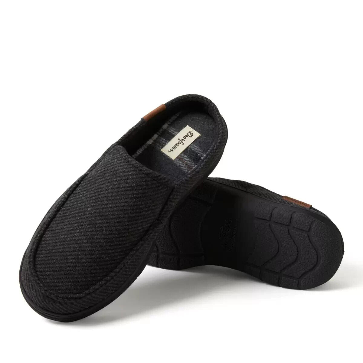 Dearfoam Men's Clog Slippers in Black, Size Medium (UK 8-9)