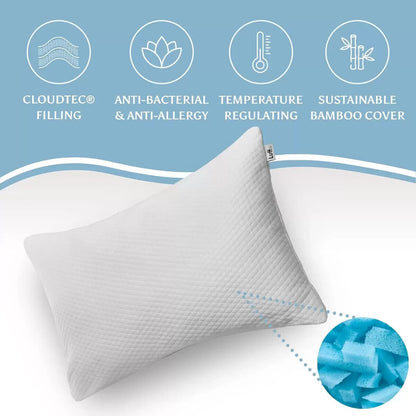 Luff Luxury Bamboo Memory Foam Pillow  60 x 40 cm White sustainable vegan