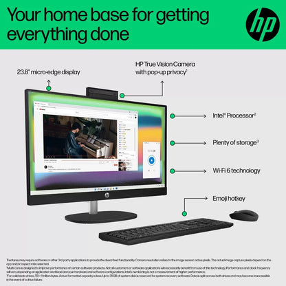 HP Intel Ultra 5-125U, 16GB RAM, 512GB SSD, 23.8 Inch All in One Desktop PC VAT