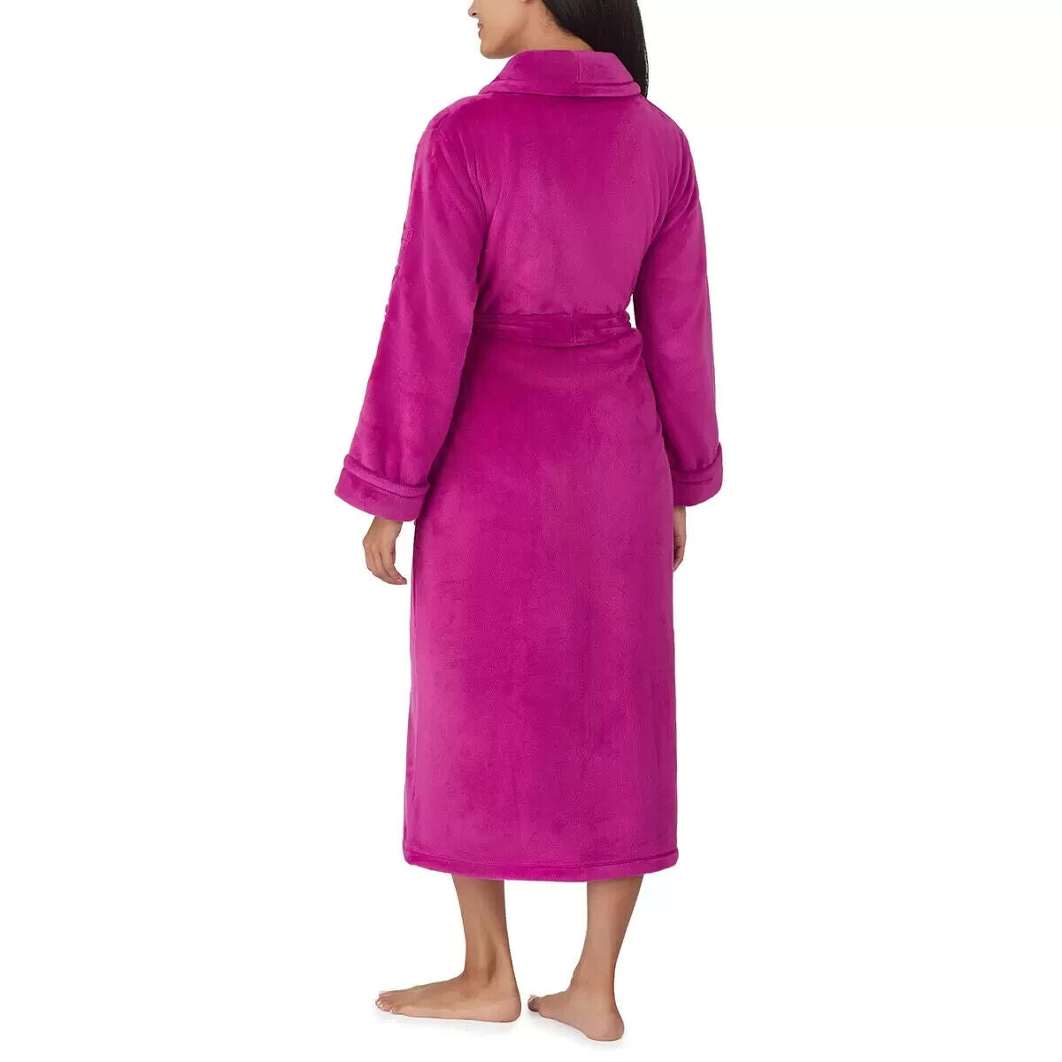 DKNY Shawl Collar Long Plush Magenta Robe Size Small