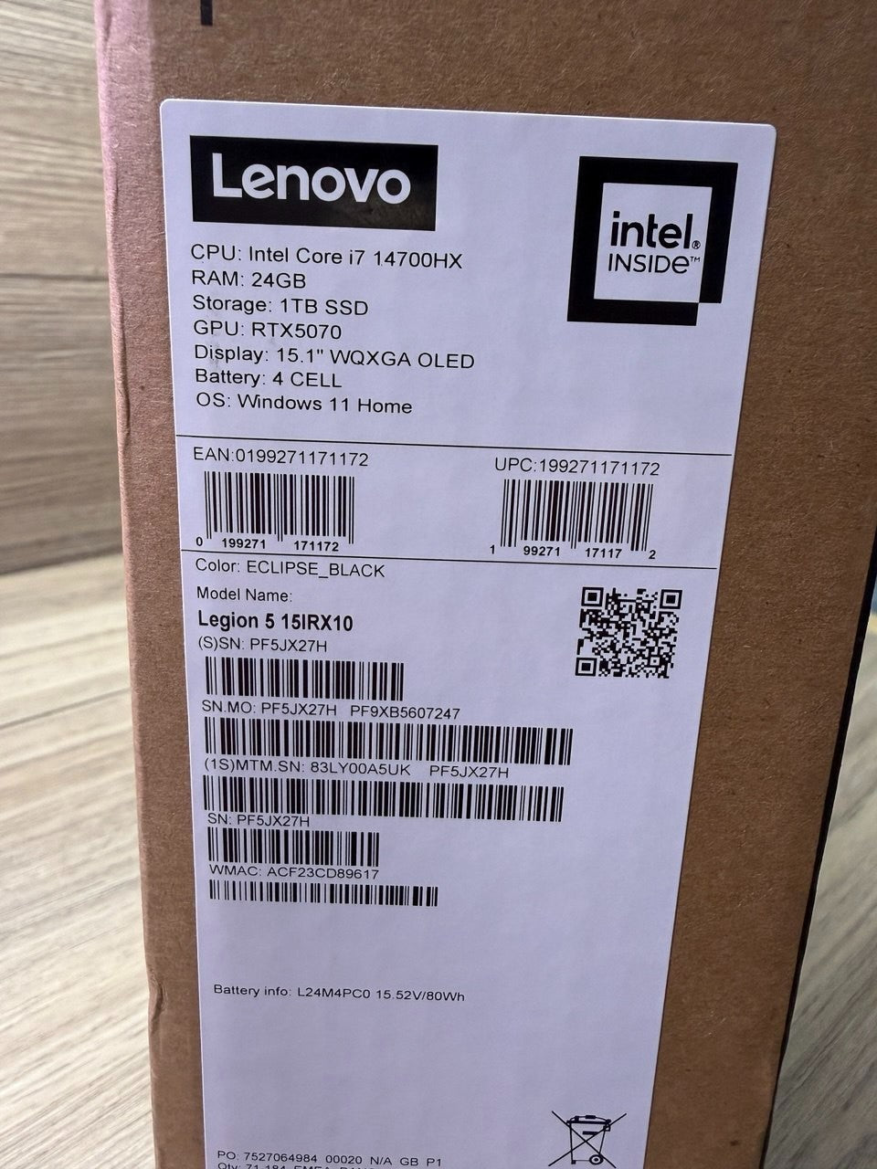Lenovo Legion 5 Core i7 24GB RAM 1TB SSDRTX 5070, 15.1" Gaming Laptop 83LY00A5UK