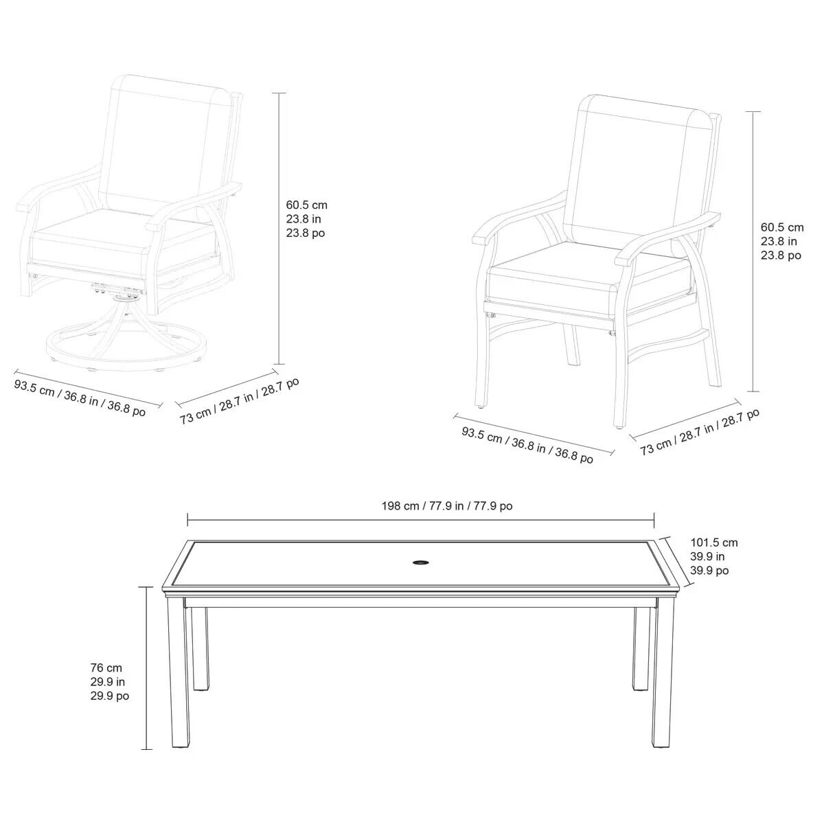 NEW SunVilla Kingston 7 Piece Cushioned Dining Set + Cover SunBrella