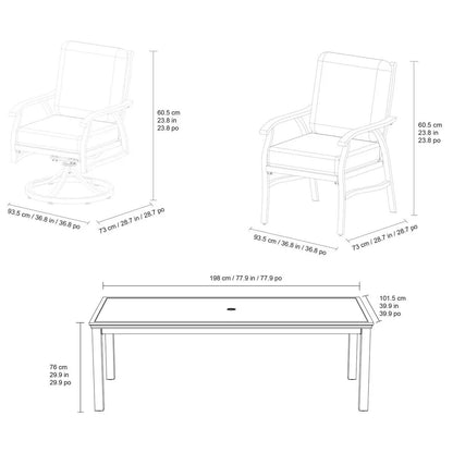 NEW SunVilla Kingston 7 Piece Cushioned Dining Set + Cover SunBrella