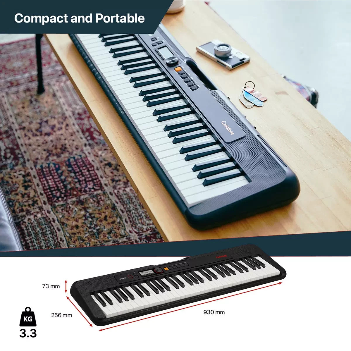 Casio Portable CT-S195AD Keyboard in Black with Stand Headphone & Adapter