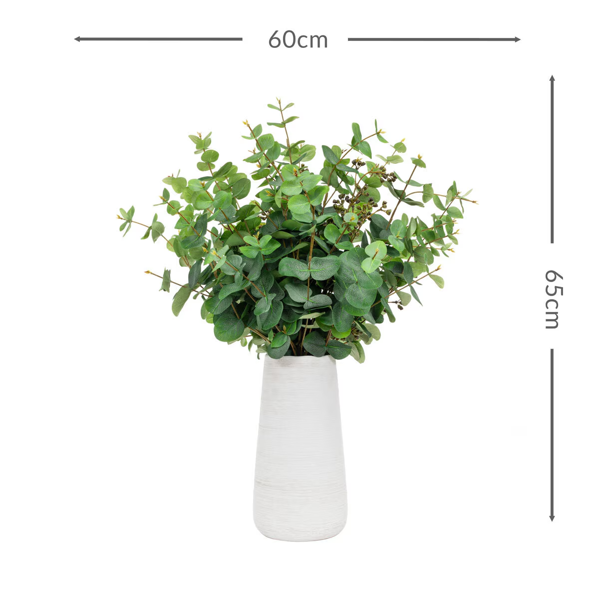 Artificial Eucalyptus in White Ceramic Vase