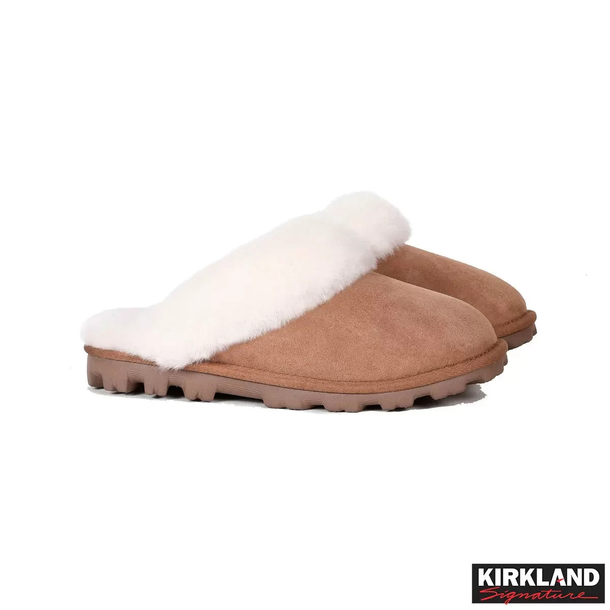 Kirkland Signature Women's Shearling Slippers in Chestnut Size UK7