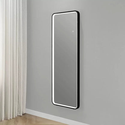 OVE Decors Lyon LED Leaner Mirror Matte Black Finish 51 x 152 cm freestanding