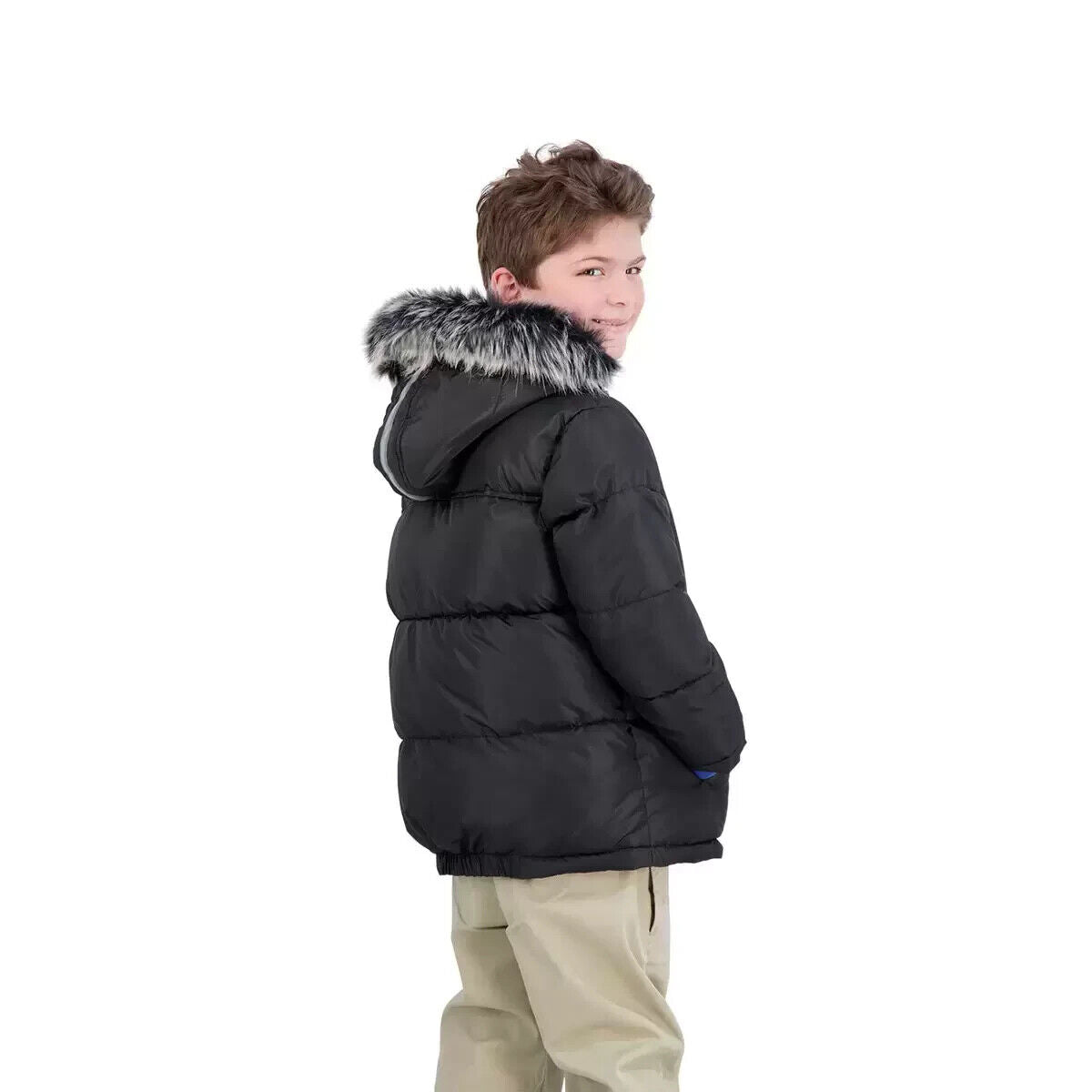 Andy & Evan Boy's Parka Coat in Black, XS