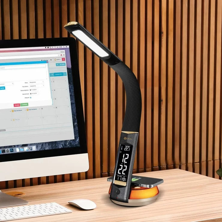 OttLite Wireless Charging LED Lamp with Colour Changing Base in Black