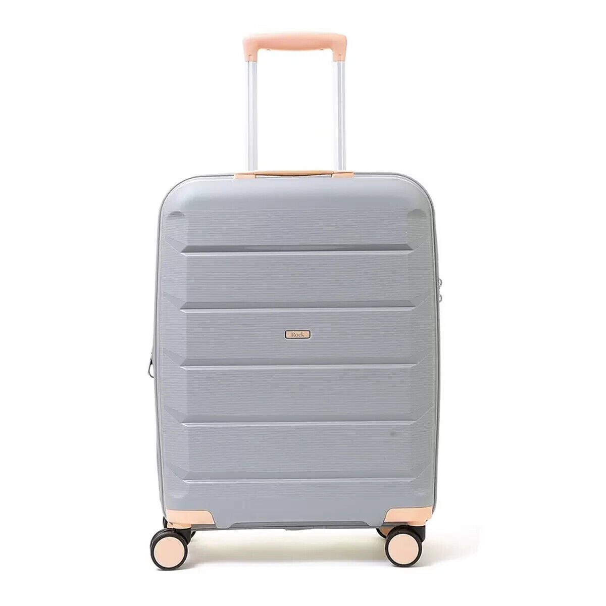 Rock Tulum 2 Piece Hardside Luggage Suitcase Set in Stylish Grey Spinner Wheels