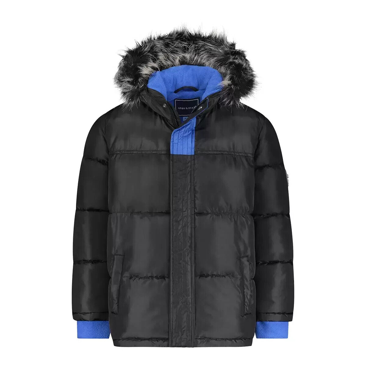 Andy & Evan Boy's Parka Coat in Black, XS