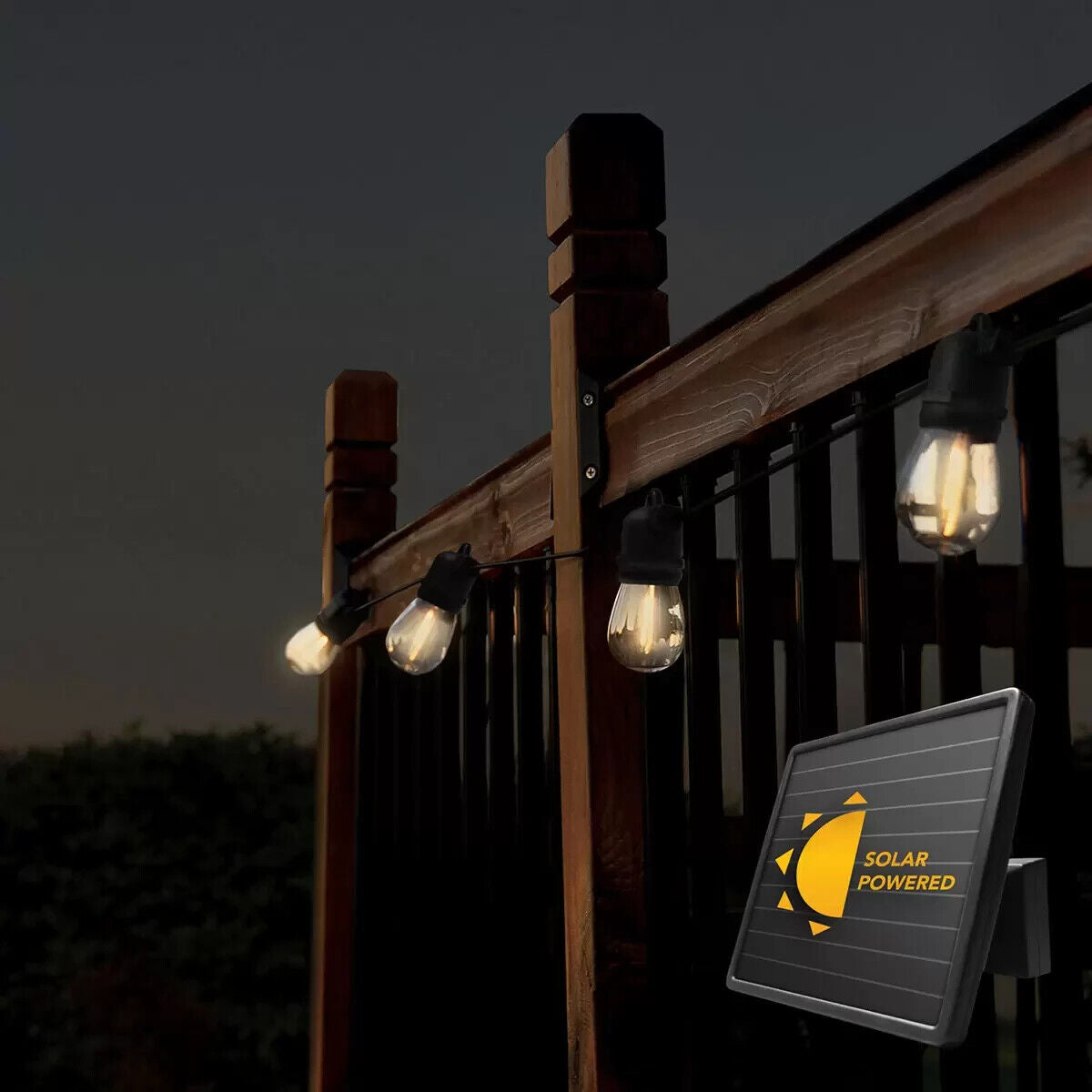 Sunforce Solar String Lights with 18 Bulbs and Solar Panel