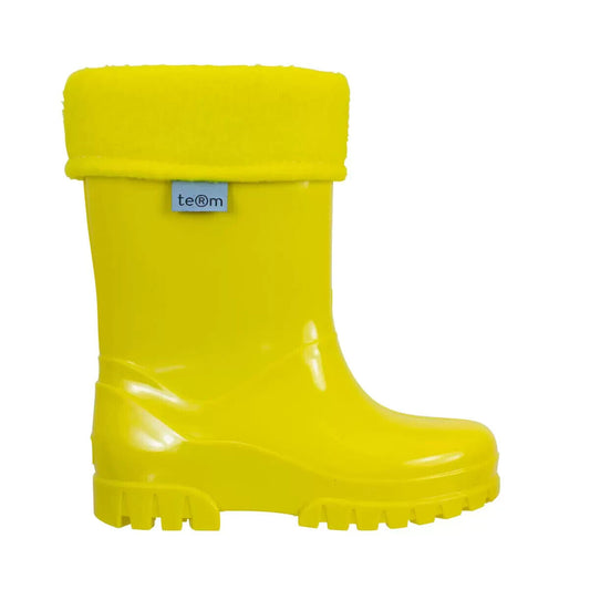 TeⓇm Rolltop lined Kids Welly boots in Yellow, Size 2/3 EU 34/35