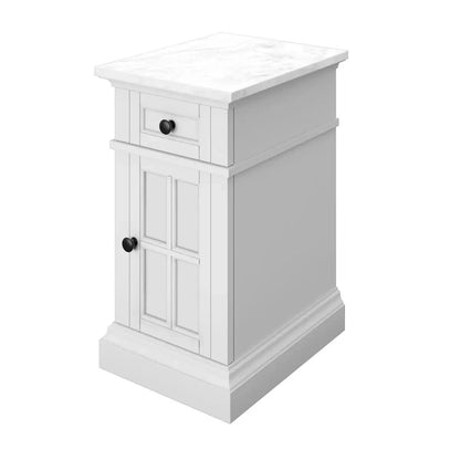 Tresanti Kerrigan Marble Top Chairside Table Side Table Cabinet in White