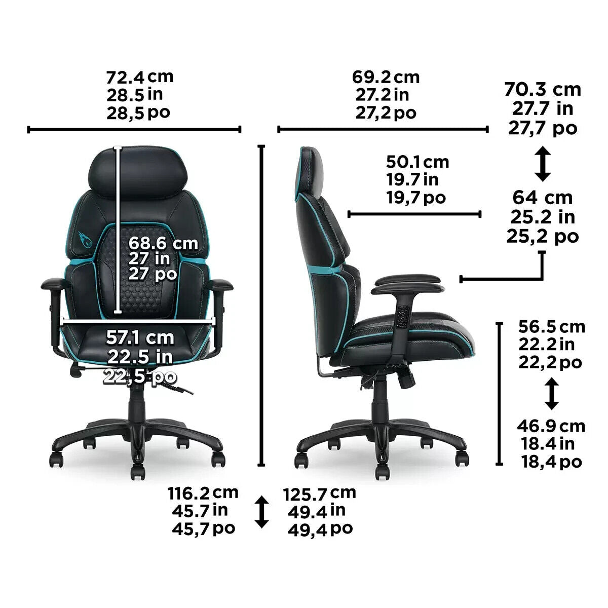 DPS® Centurion Gaming Office Chair with Adjustable Headrest, Black