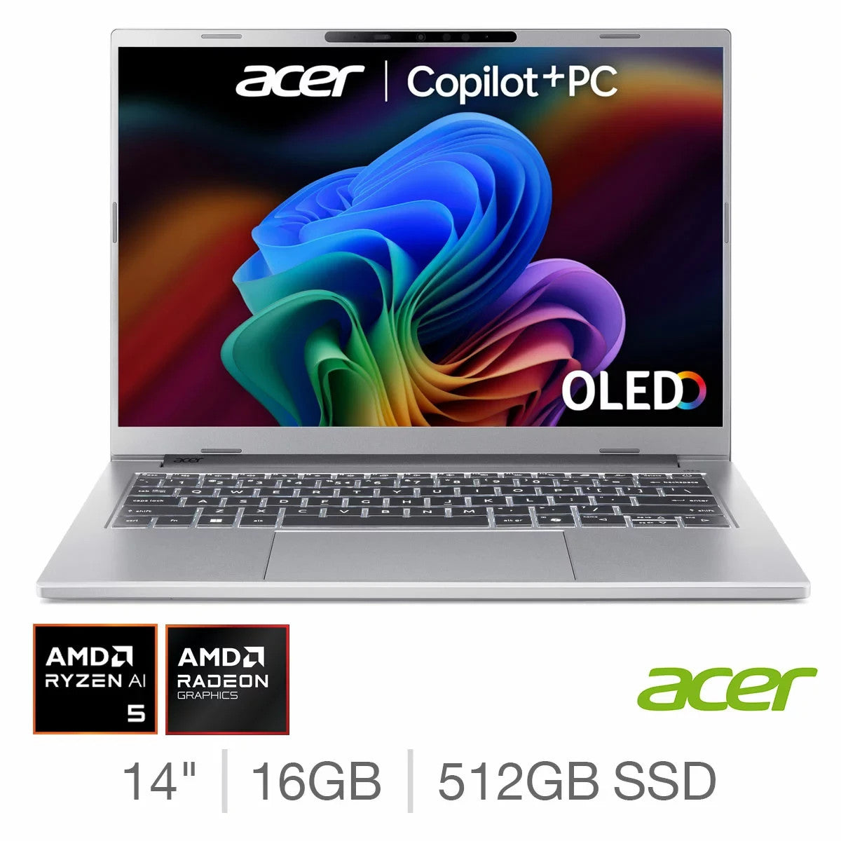 Acer Aspire 14 AI Copilot+ Ryzen AI 5, 16GB RAM 512GB SSD 14 Laptop NX.JNZEK.001