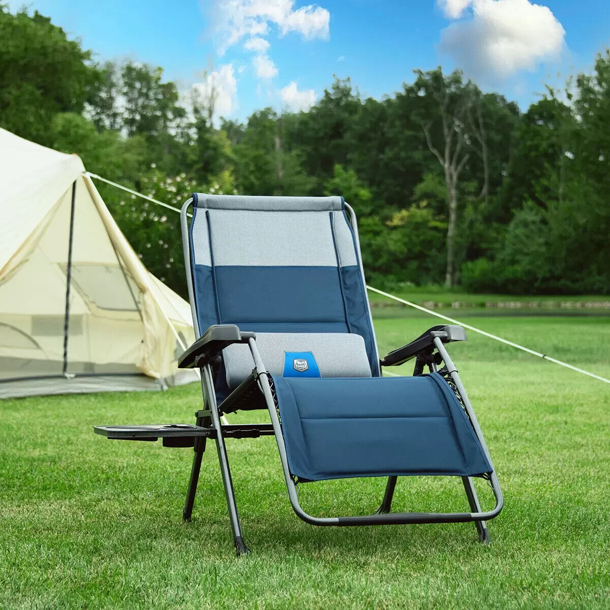 Timber Ridge Zero Gravity Folding Lounger with Side Table