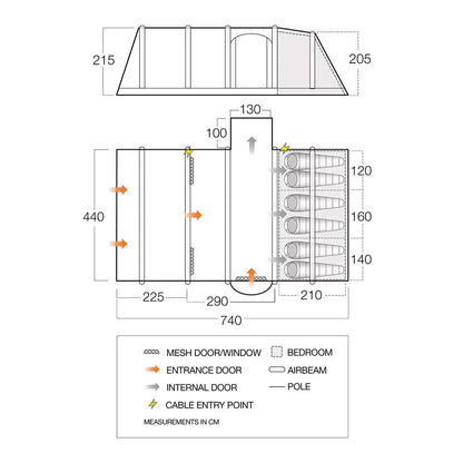 NEW Vango Rome II Air 650 XL Tent Package, 6 Person