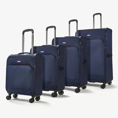 Rock Georgia 4 Piece Softside Luggage Suitcase Set in Navy  Expandable Spinner